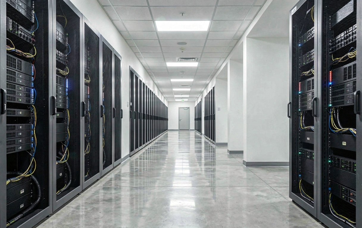 Modern data center hallway